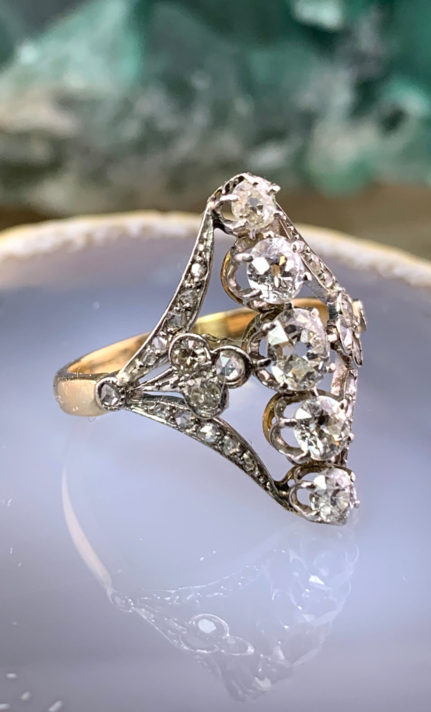 SOLD Antique Belle Epoque 18K, Platinum & Diamond Ring