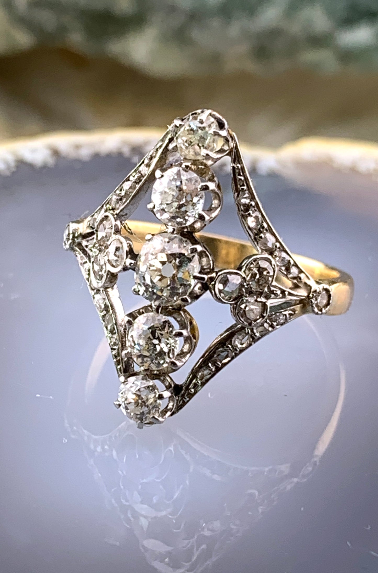 SOLD Antique Belle Epoque 18K, Platinum & Diamond Ring