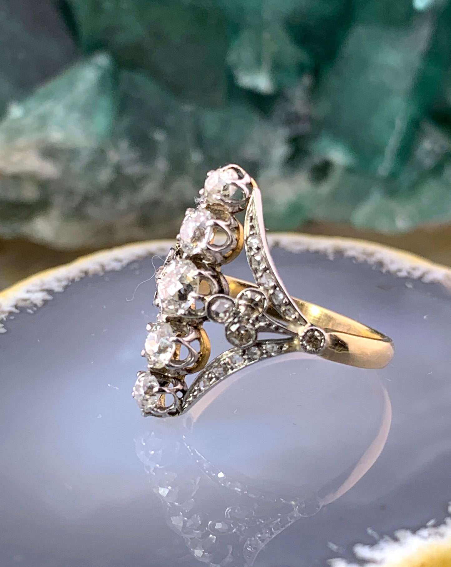 SOLD Antique Belle Epoque 18K, Platinum & Diamond Ring