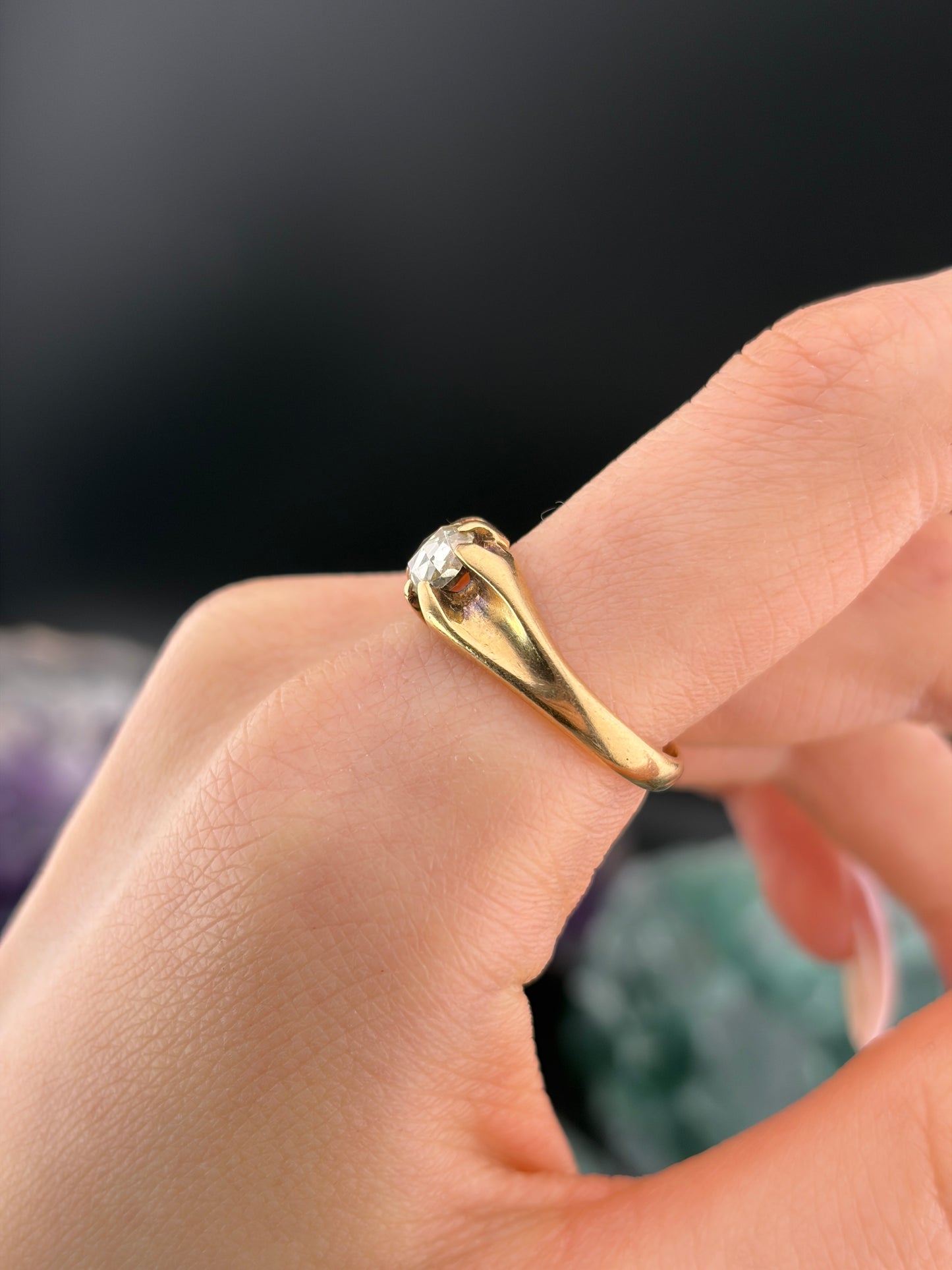 Antique 14K & Rose Cut Diamond Ring