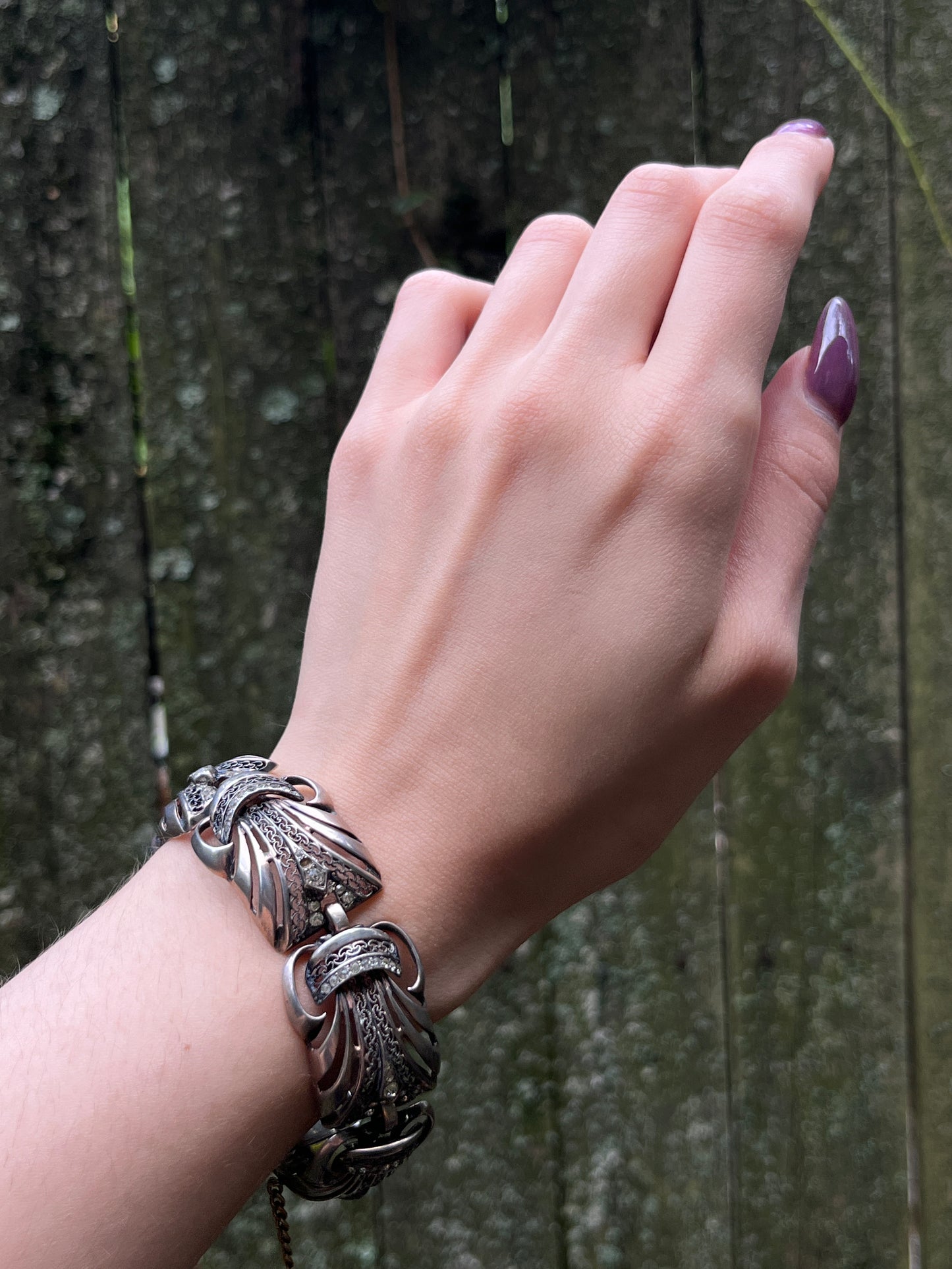 Antique Sterling Silver & Paste Bracelet