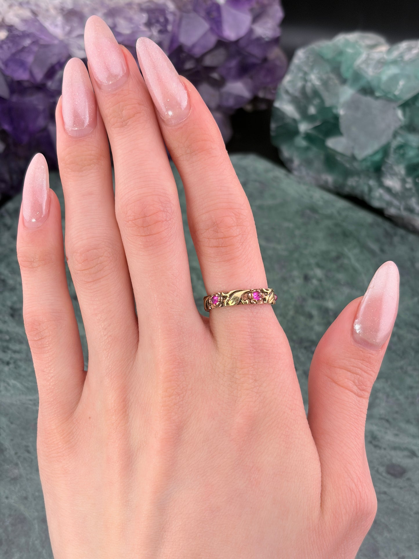 Antique 14K & Ruby Band Ring