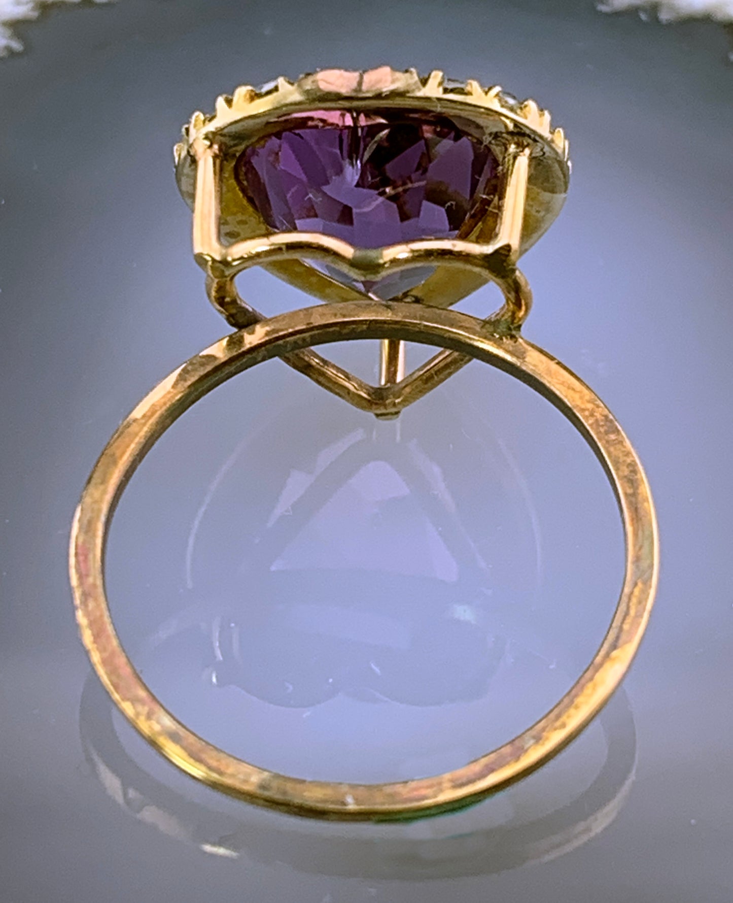 Antique 14K, Amethyst & Seed Pearl Conversion Ring