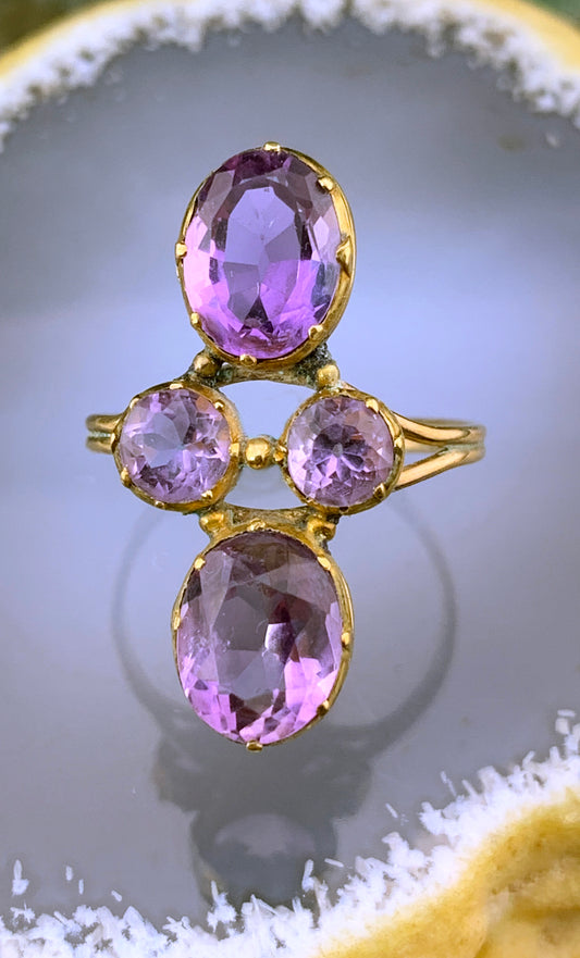 Antique 14K, 9K & Amethyst Conversion Ring