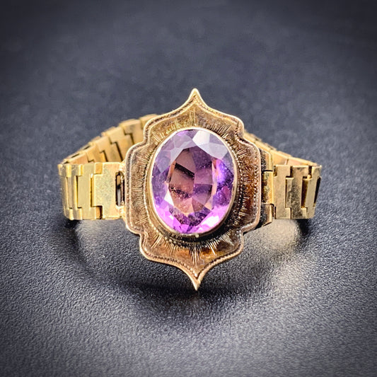 Modified Antique 14K & Amethyst Ring