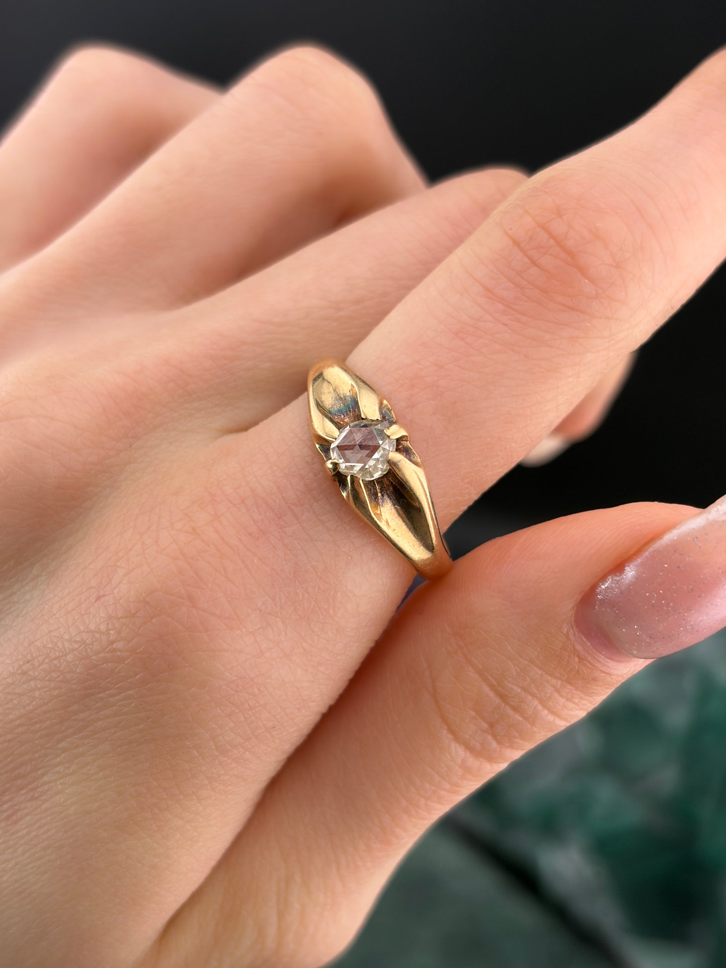 Antique 14K & Rose Cut Diamond Ring