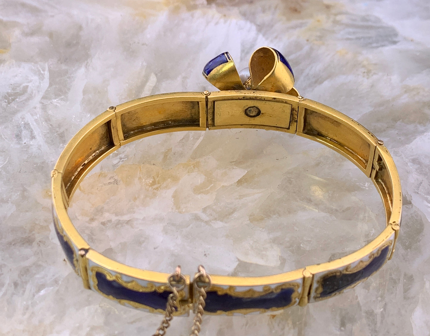 Antique 18K, Pearl & Enamel Bracelet
