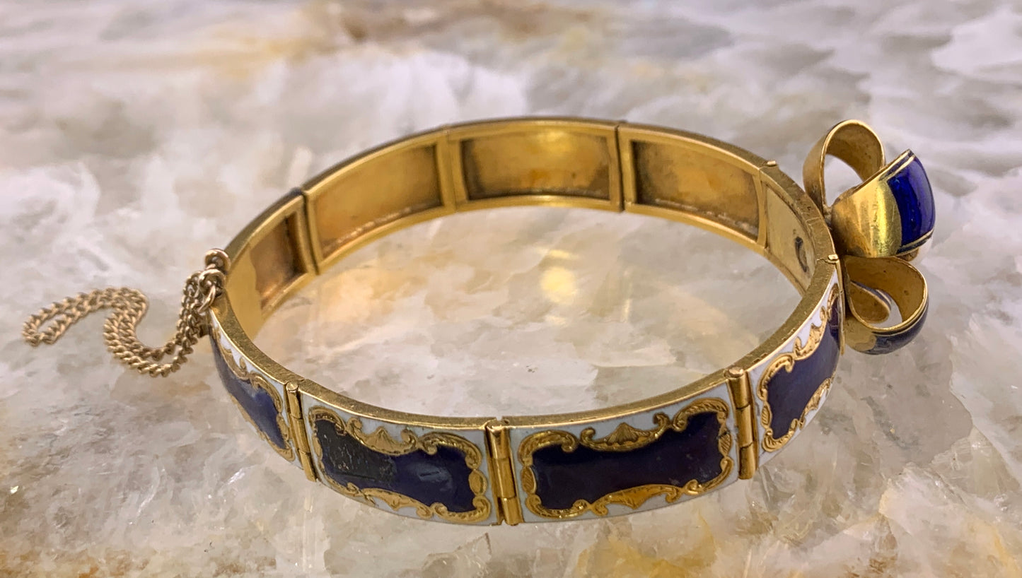 Antique 18K, Pearl & Enamel Bracelet