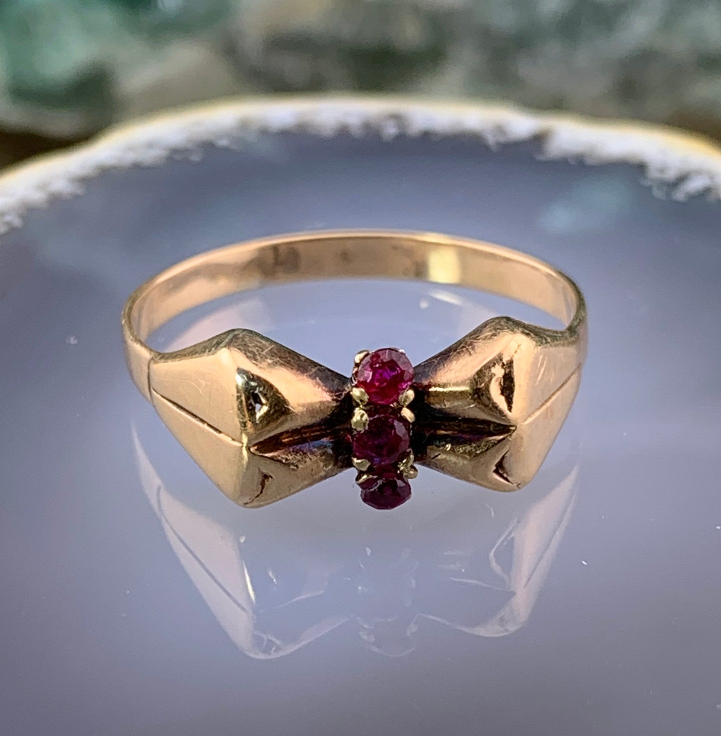 Estate 18K & Ruby Bow Ring