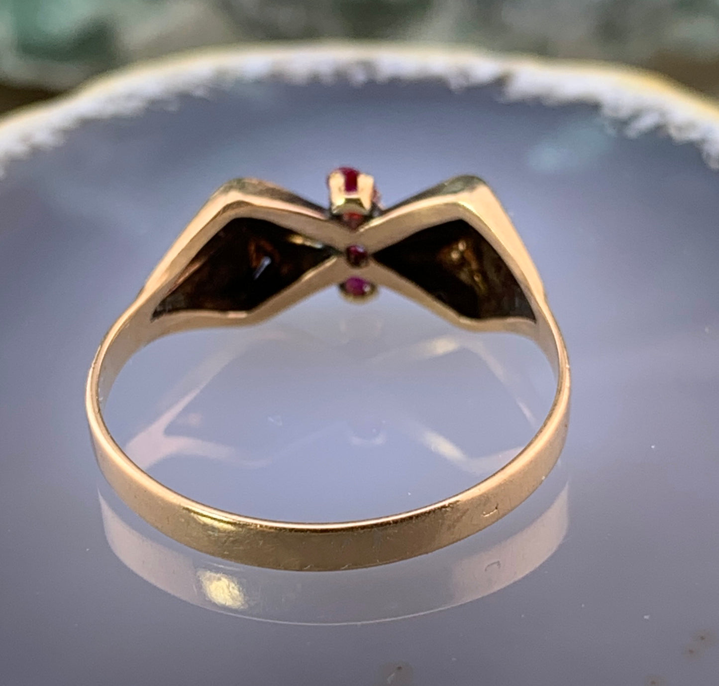 Estate 18K & Ruby Bow Ring