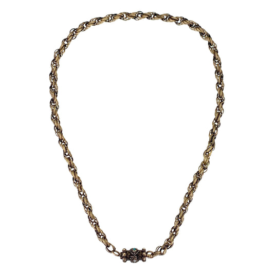 Antique Georgian 15K, Turquoise & Seed Pearl Chain