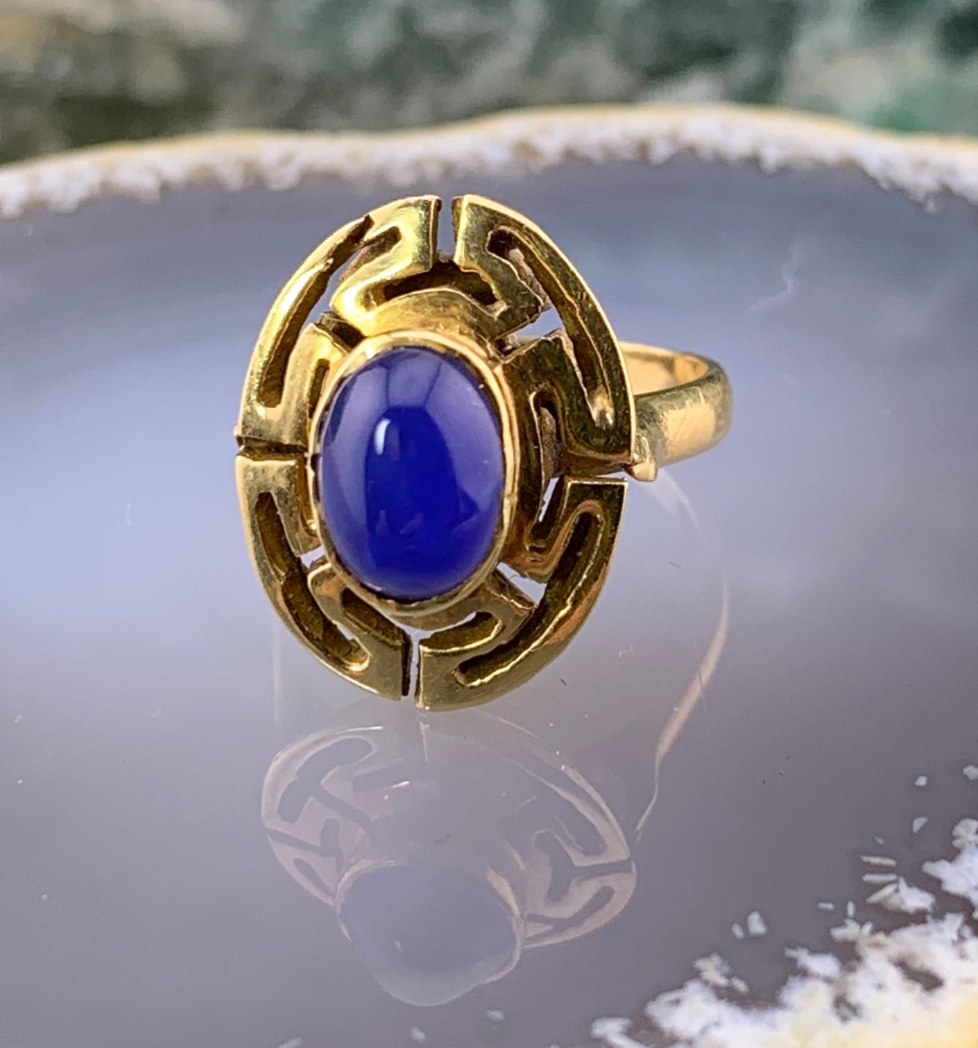 Vintage 14K & Chalcedony Ring