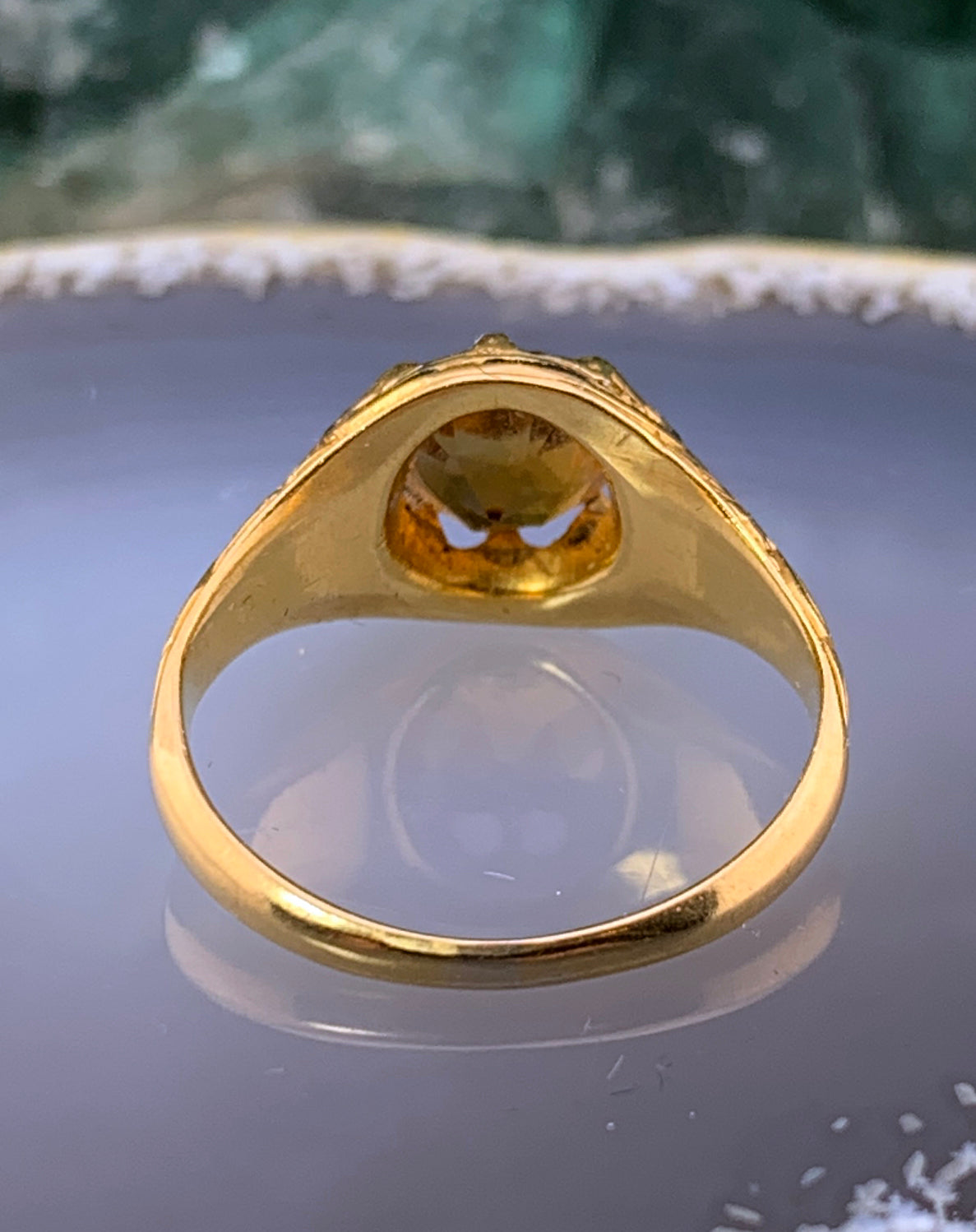 Antique American 14K, Citrine & Enamel Ring