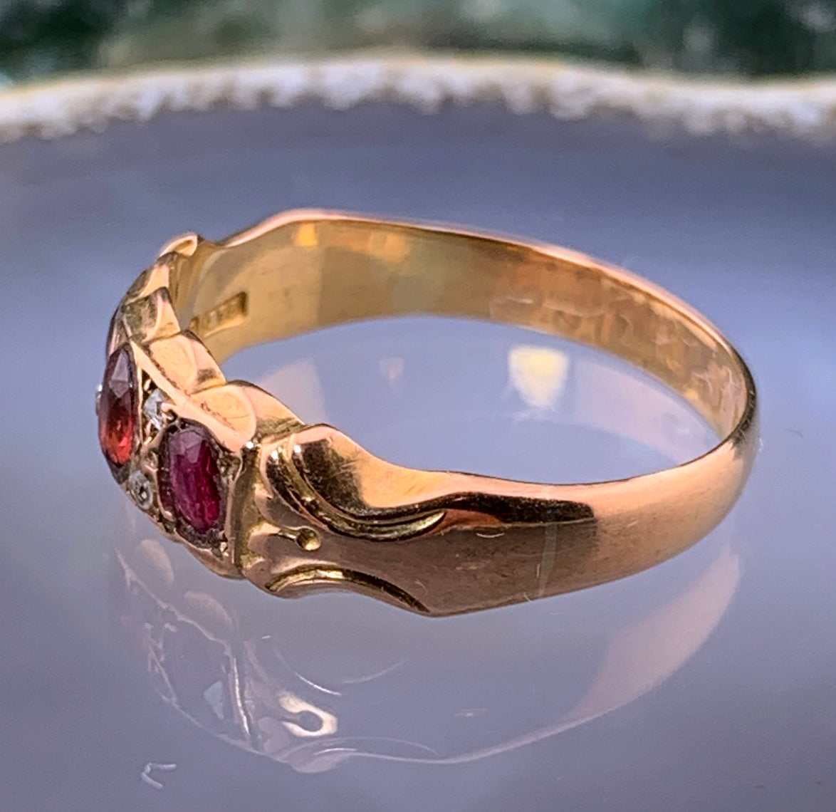 Antique Late Edwardian 9K, Tourmaline & Spinel Ring
