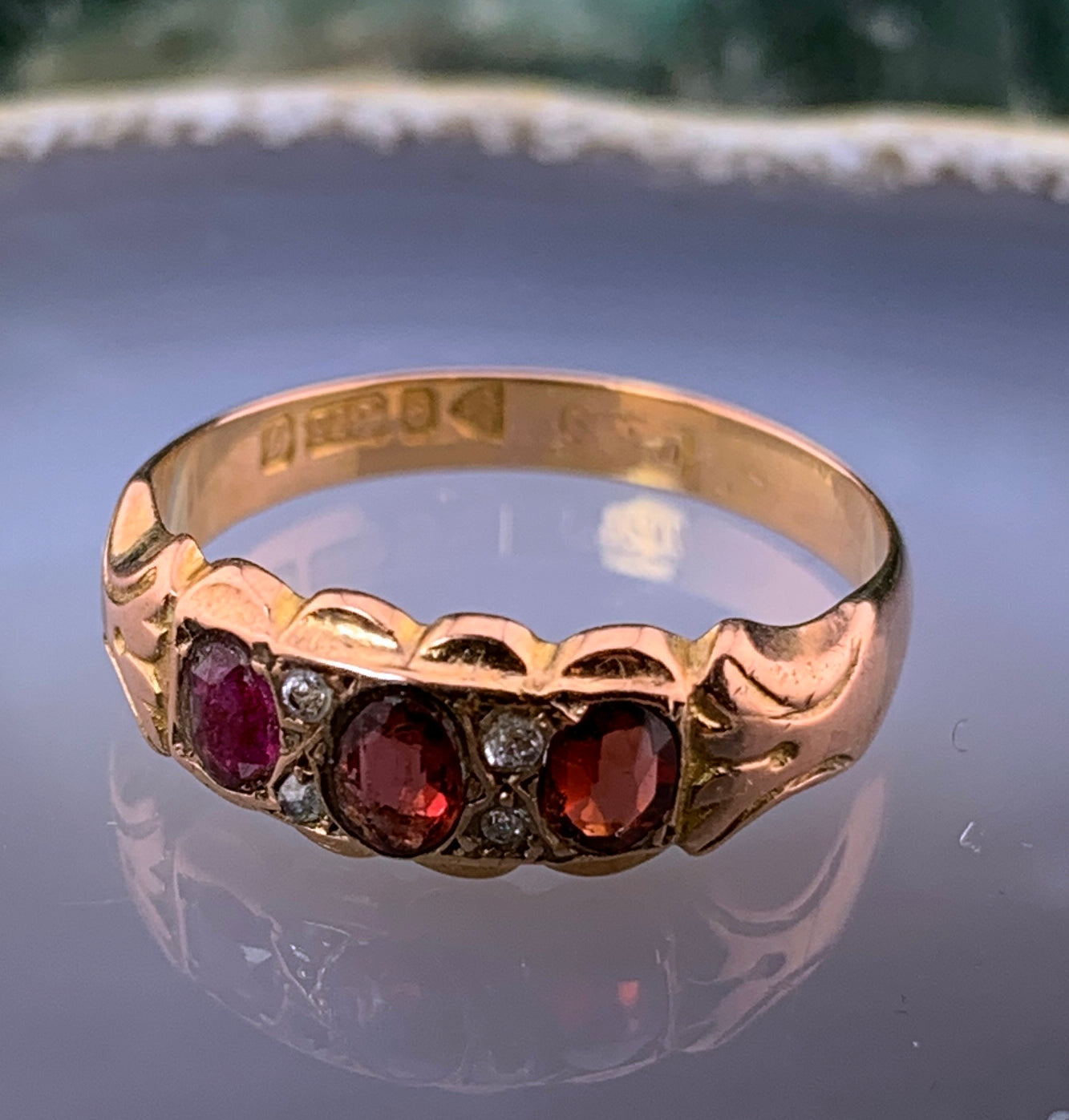 Antique Late Edwardian 9K, Tourmaline & Spinel Ring