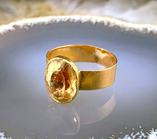 SOLD Antique French 18K & Foiled Citrine Ring