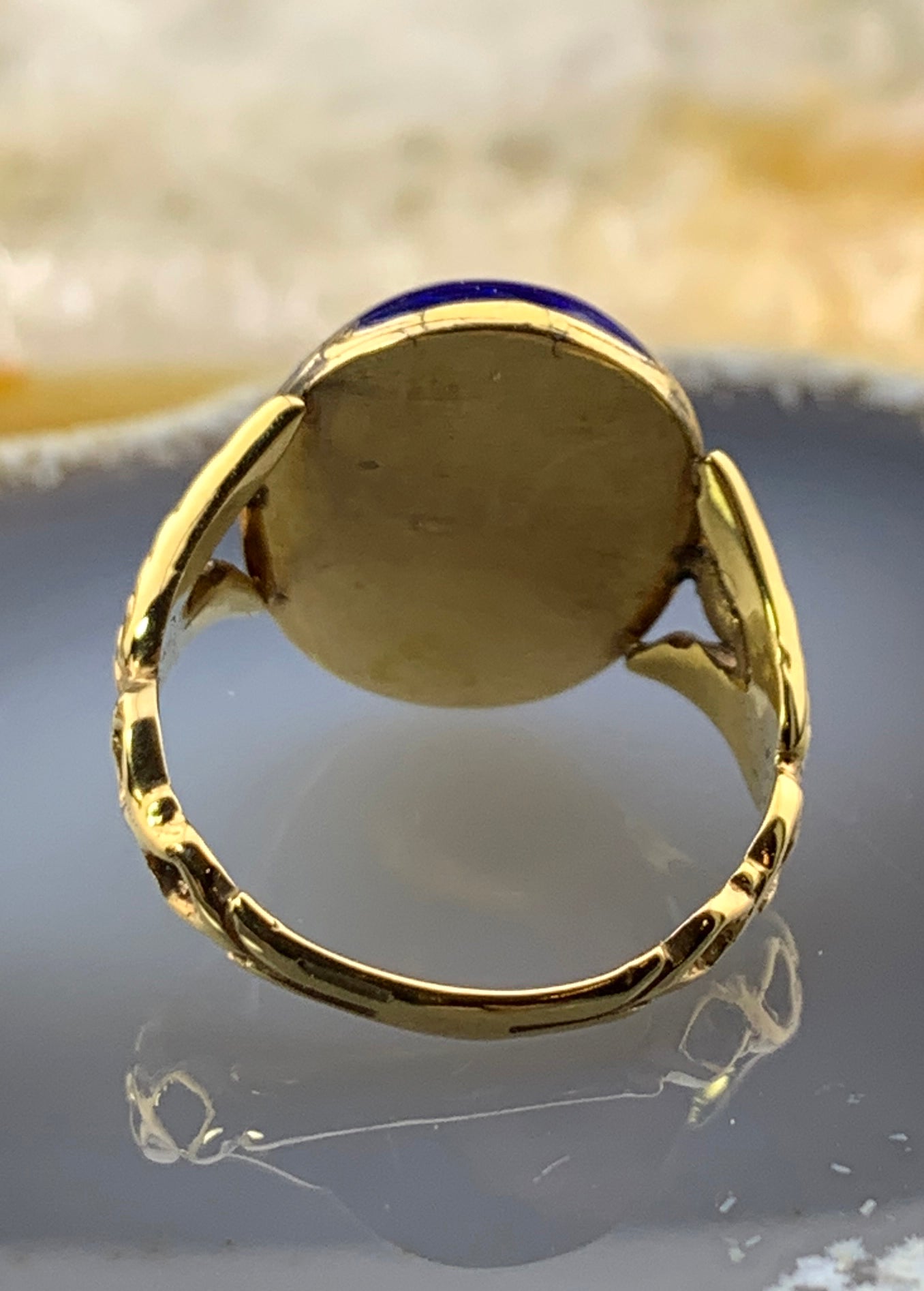 Antique 15K, Pearl & Enamel Celestial Ring