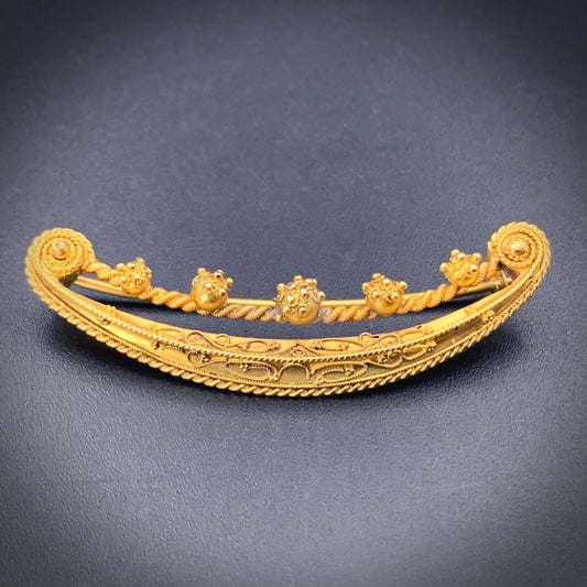 SOLD Antique Italian 15K Solid Gold Crescent Brooch