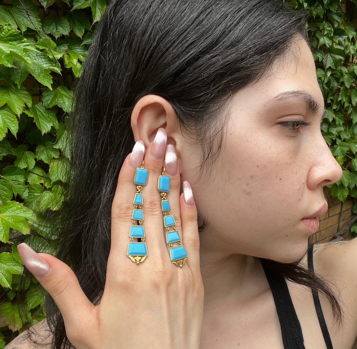 Antique French Pomponne & Opaline Glass Day To Night Earrings
