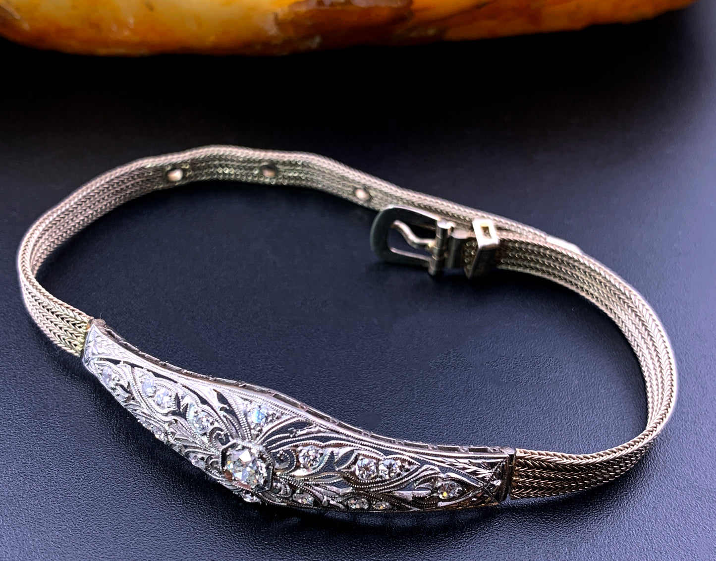 SOLD Antique Art Deco 14K & Diamond Bracelet