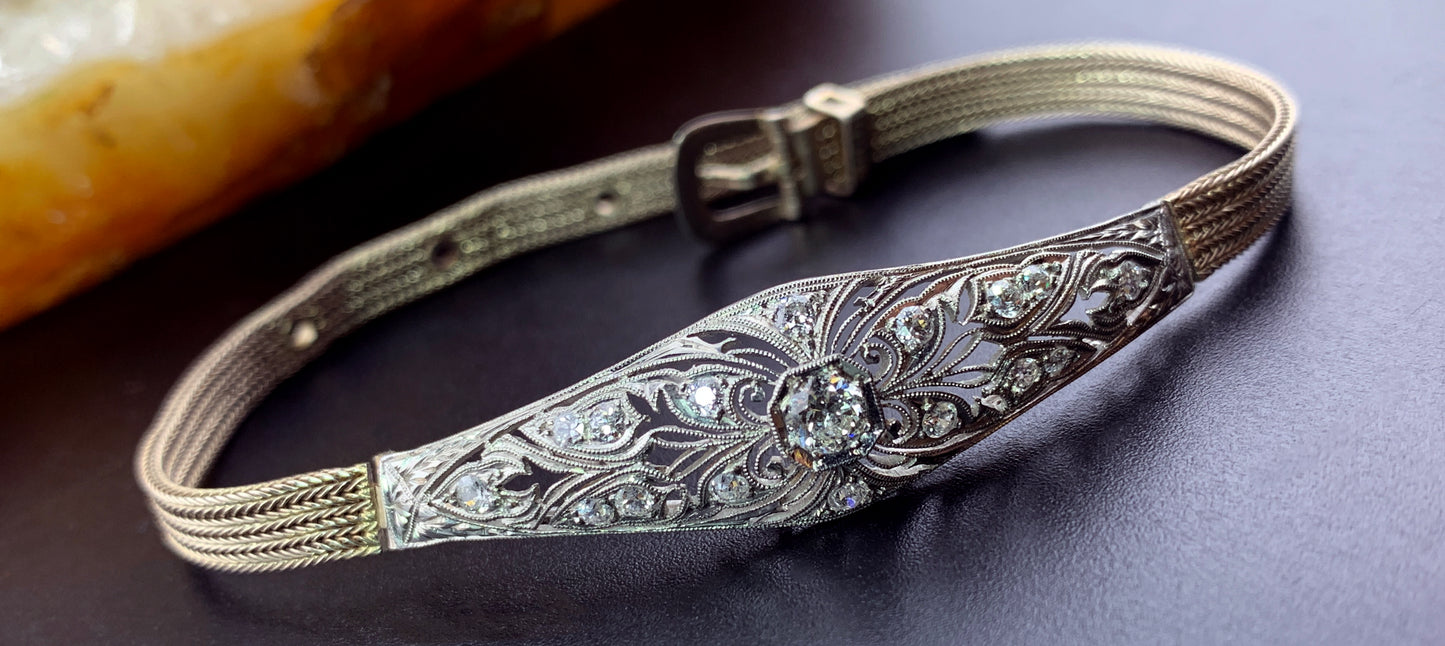 SOLD Antique Art Deco 14K & Diamond Bracelet