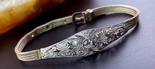 Antique Art Deco 14K & Diamond Bracelet