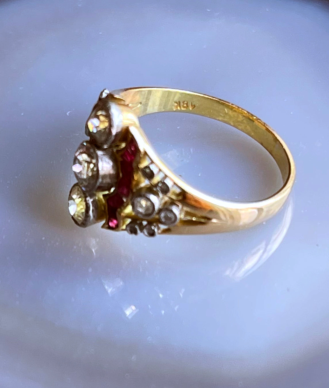 Antique French Belle Epoque 18K, Platinum, Diamond & Ruby Ring