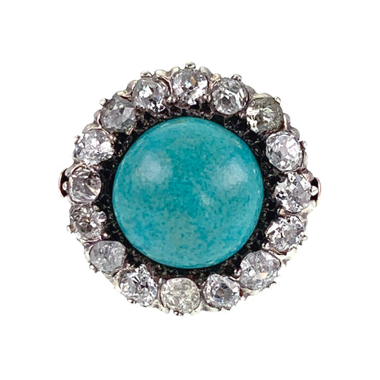 SOLD Antique Victorian 14K, Diamond & Turquoise Ring