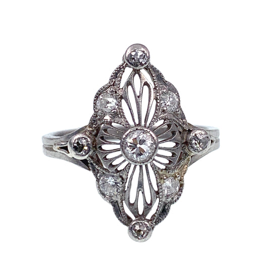 SOLD Antique Art Deco Platinum & Diamond Ring