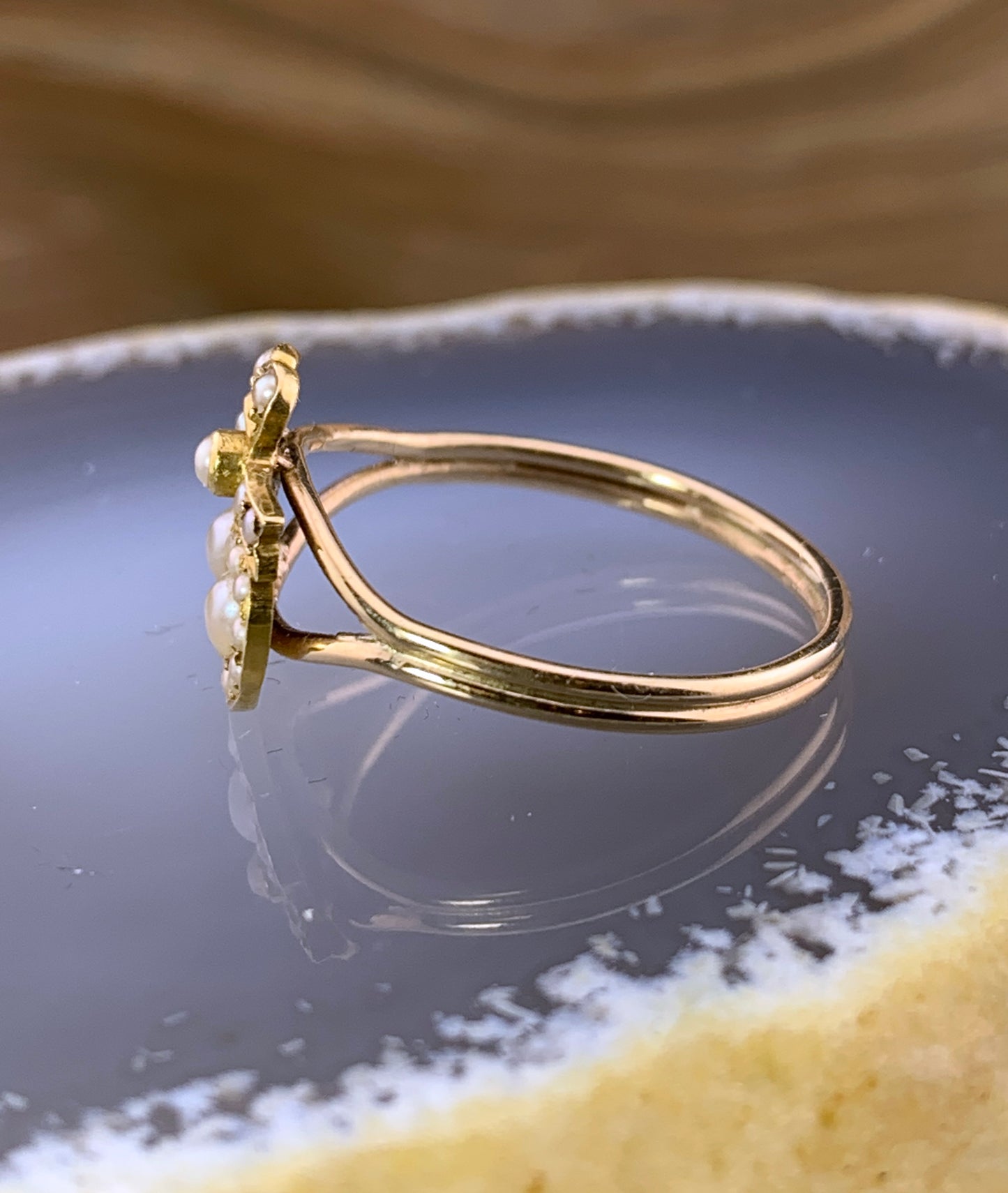 Antique Victorian 14K & Pearl Double Heart Conversion Ring