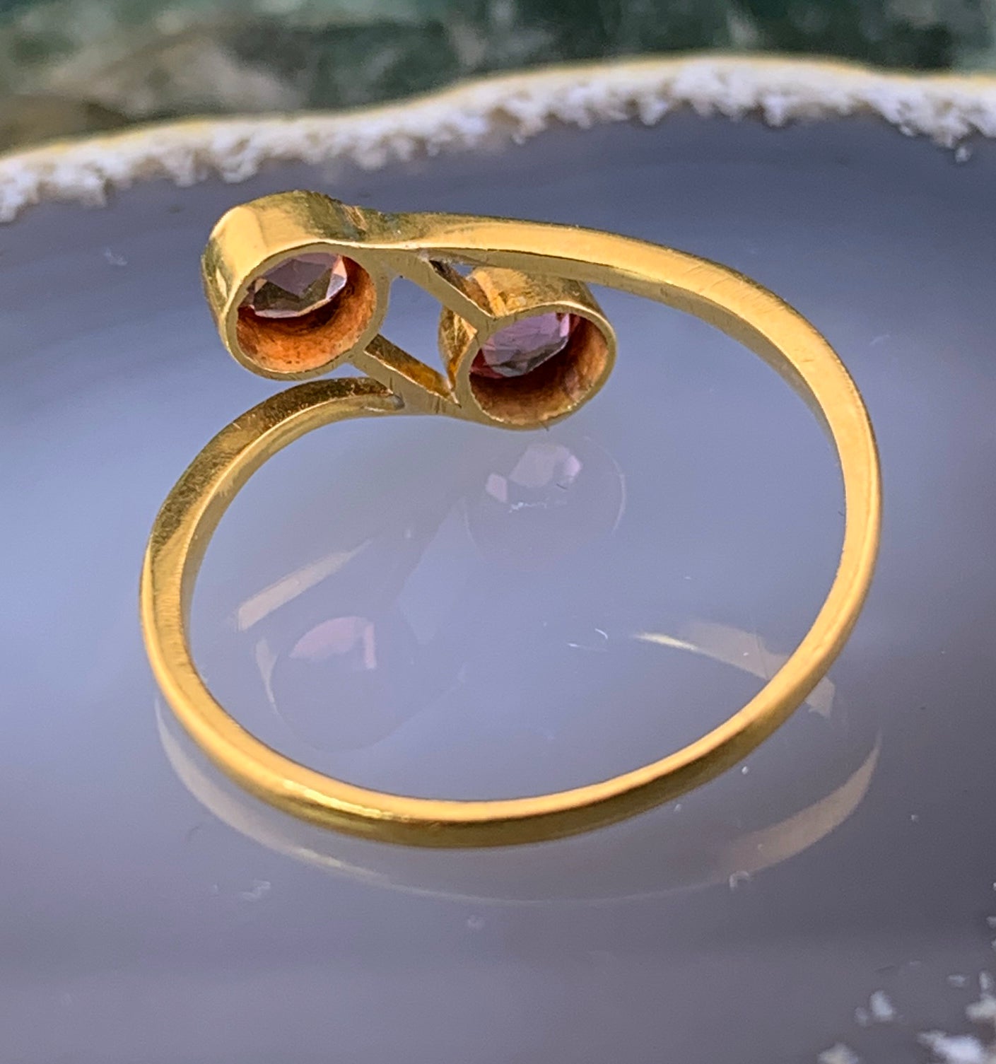Antique Edwardian 18K & Pink Tourmaline Toi Et Moi Ring