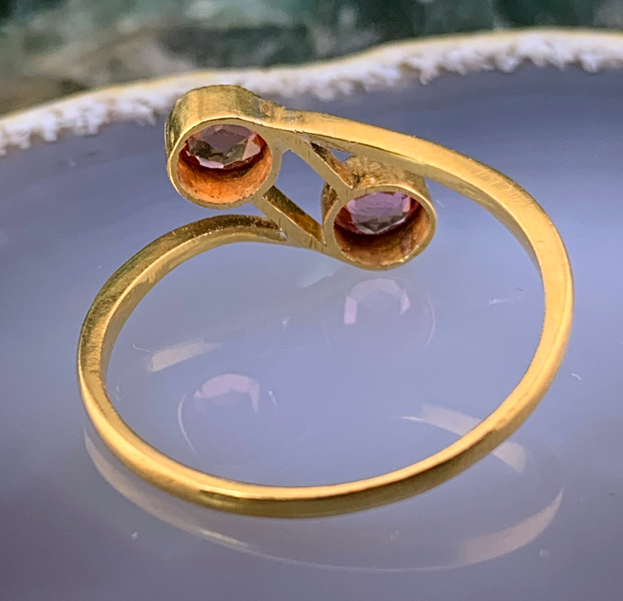 Antique Edwardian 18K & Pink Tourmaline Toi Et Moi Ring