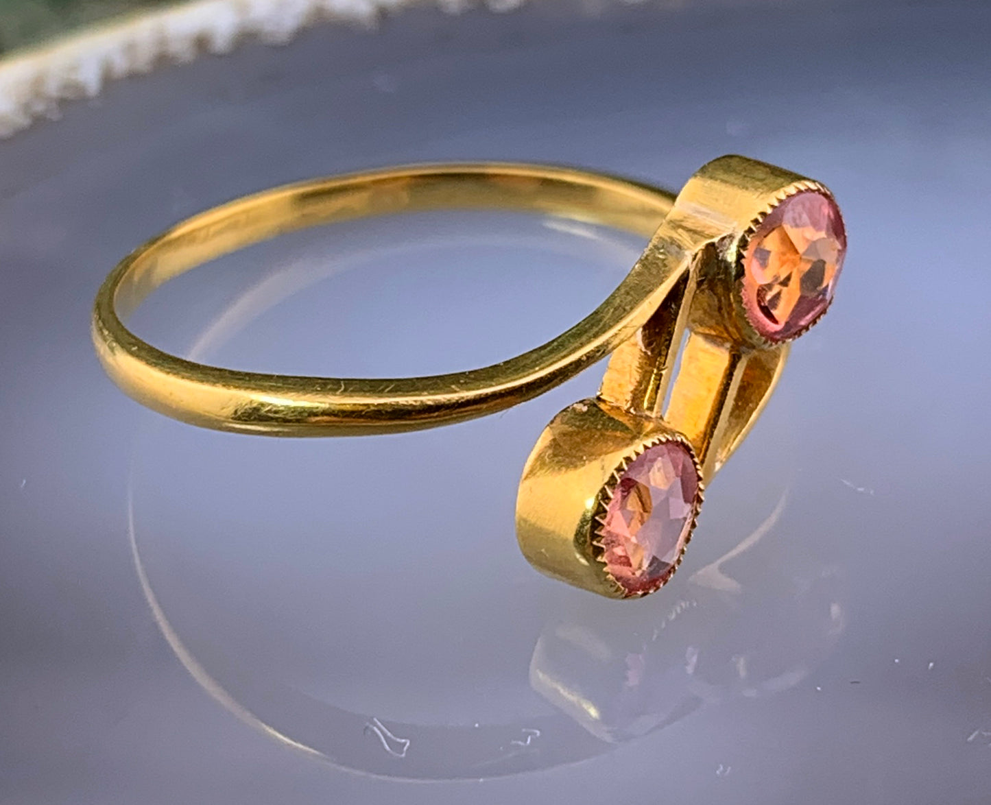 Antique Edwardian 18K & Pink Tourmaline Toi Et Moi Ring