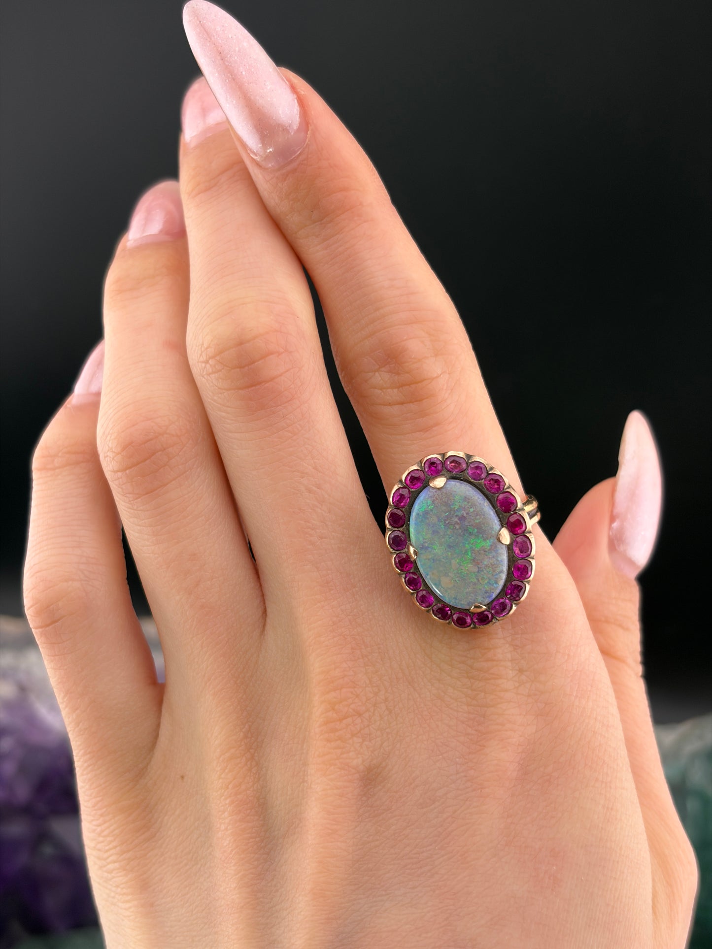 Sold Antique 14K, 9K, Opal & Ruby Conversion Ring