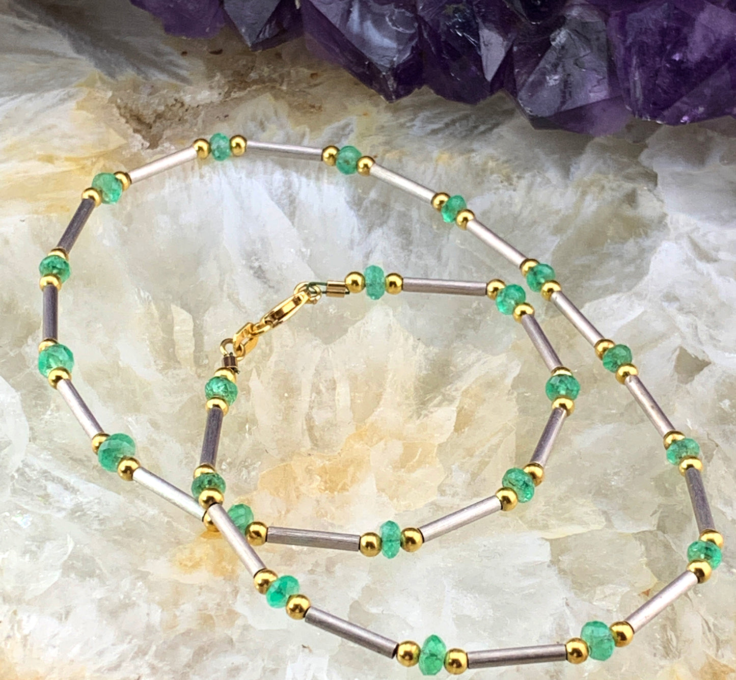 Vintage Italian 18K & Emerald Chain Necklace