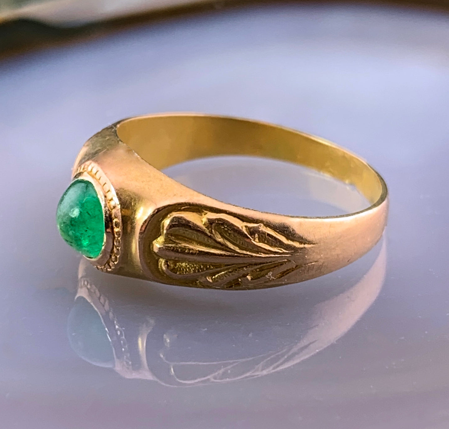 Sold Antique French 18K & Emerald Ring