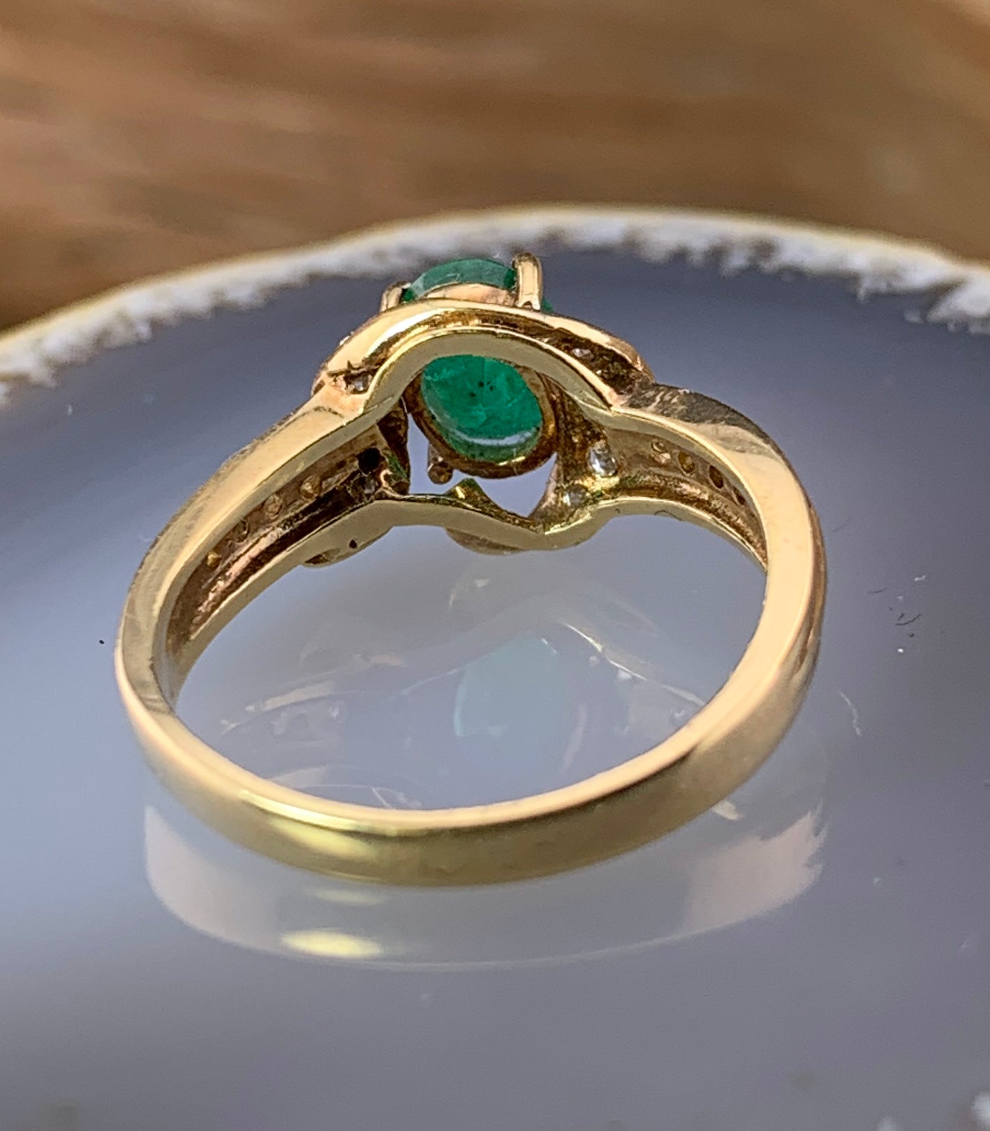 Vintage 14K, Diamond & Emerald Ring