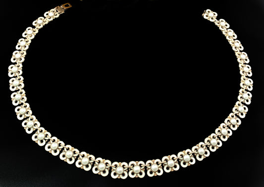 Sold  Vintage Sterling Silver & Enamel Floral Necklace