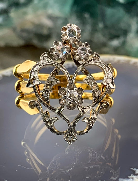 Antique French 18K & Diamond Dinner Ring