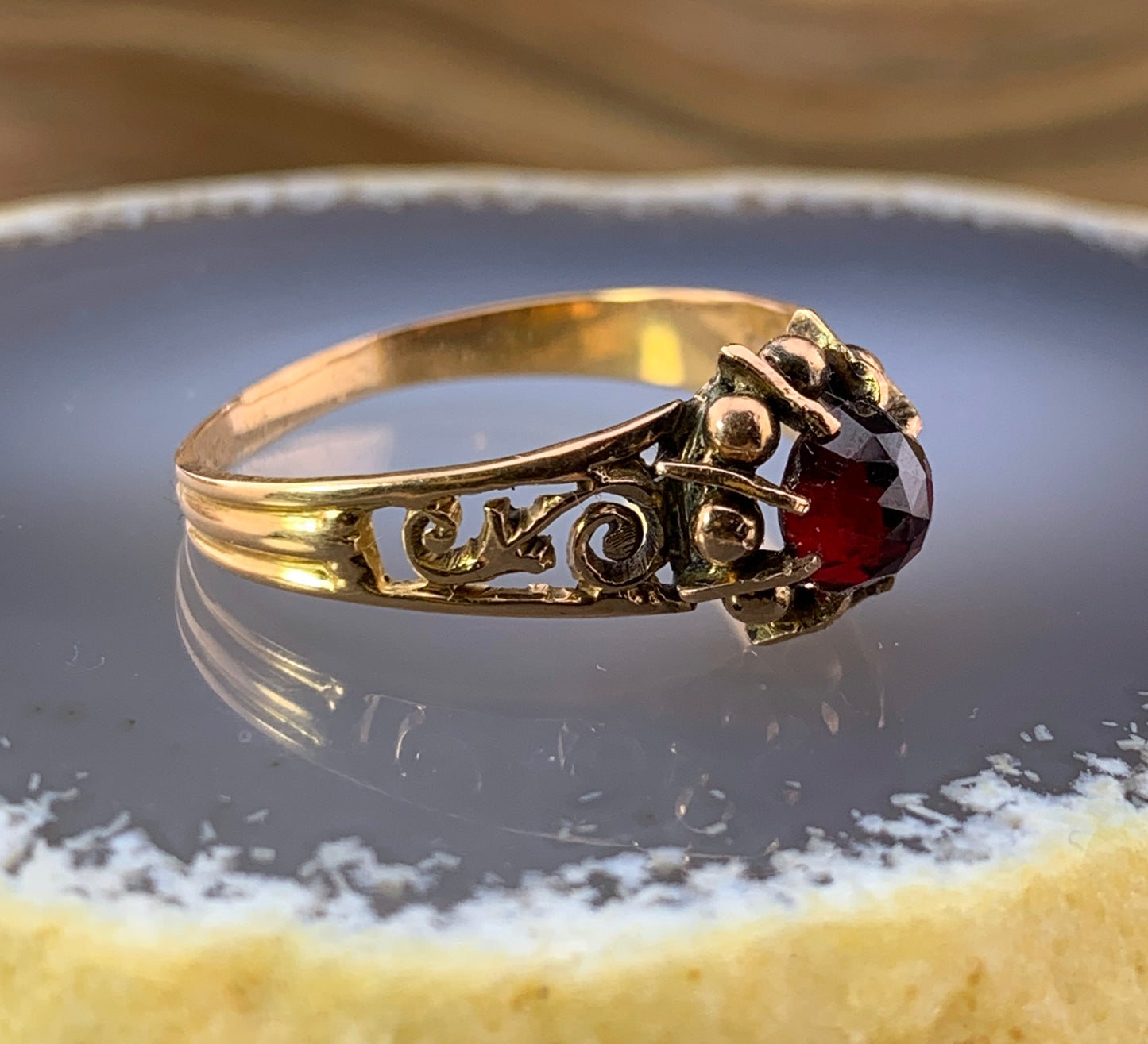 Antique French 18K & Garnet Ring