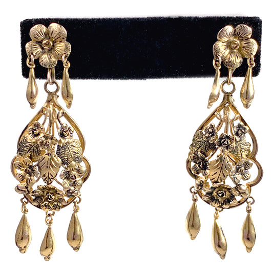 Sold- Antique 22K Gold Floral Earrings