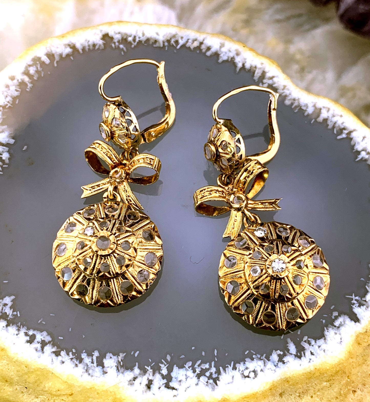 Antique 18K & Diamond Earrings