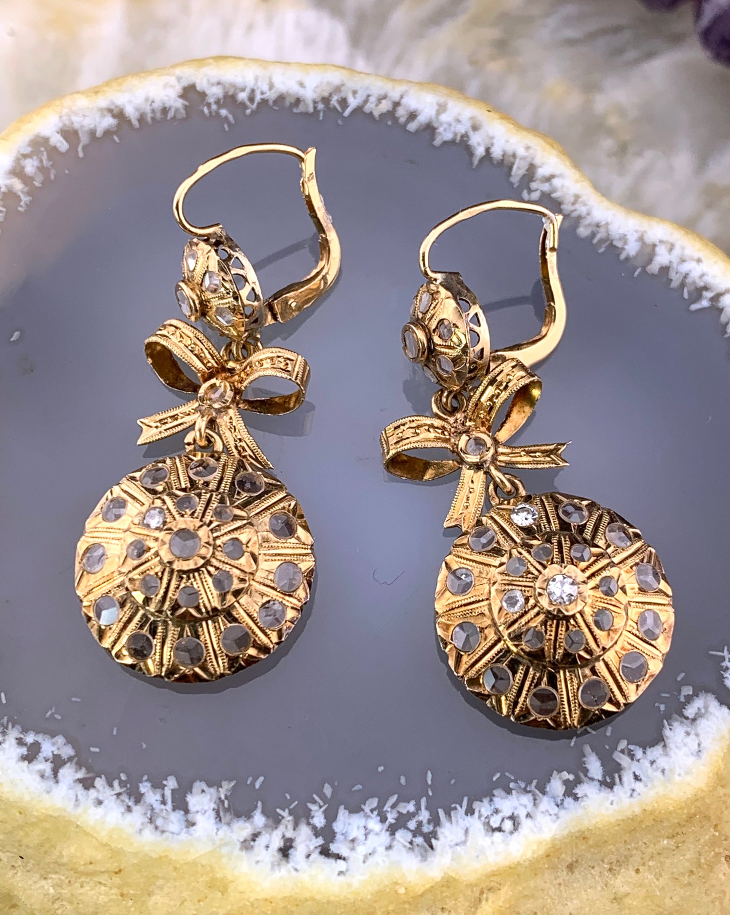 Antique 18K & Diamond Earrings