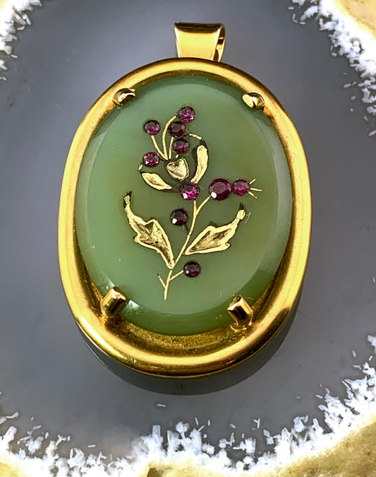 Antique 14K, Agate & Topaz Brooch/Pendant