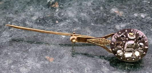 Antique 18K, Silver & Diamond Halley's Comet Stick Pin Brooch