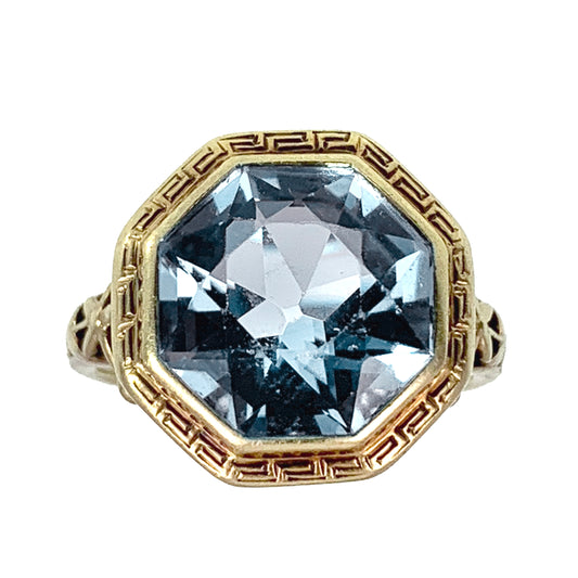 SOLD Antique Art Deco 14K & Aquamarine Ring