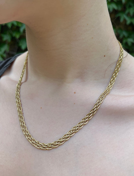 Modern 14K Gold Fancy Double Wheat Link Chain