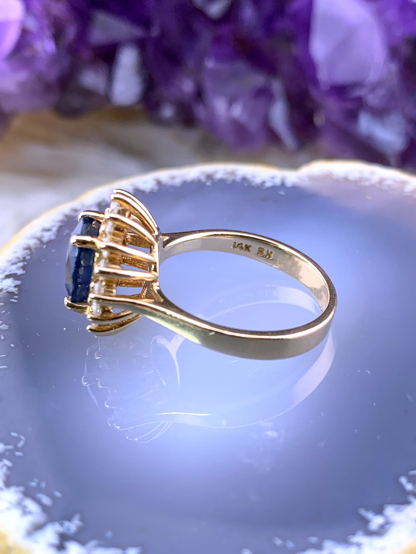 Vintage 14K , Sapphire & Diamond Diana Ring