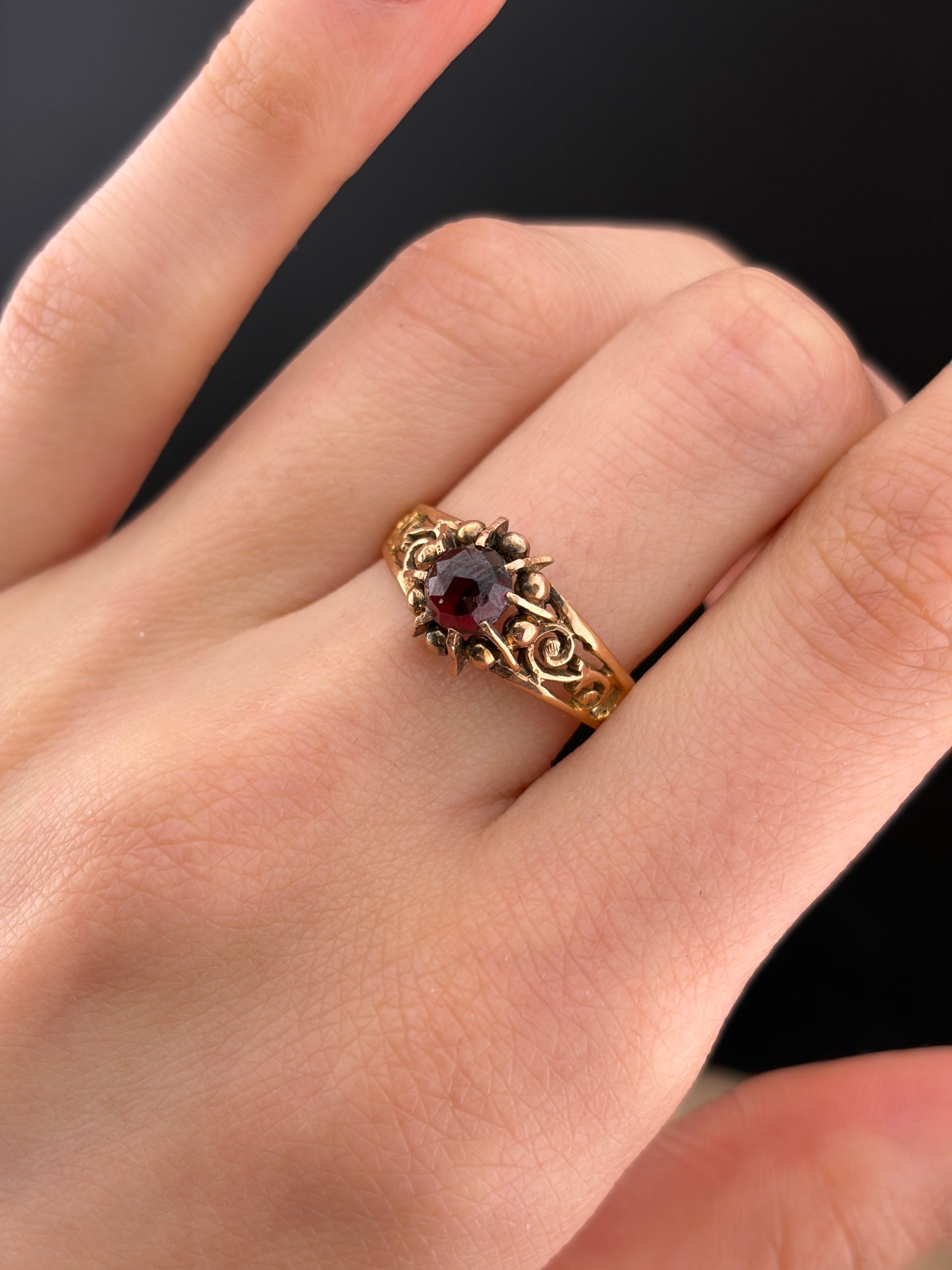 Antique French 18K & Garnet Ring