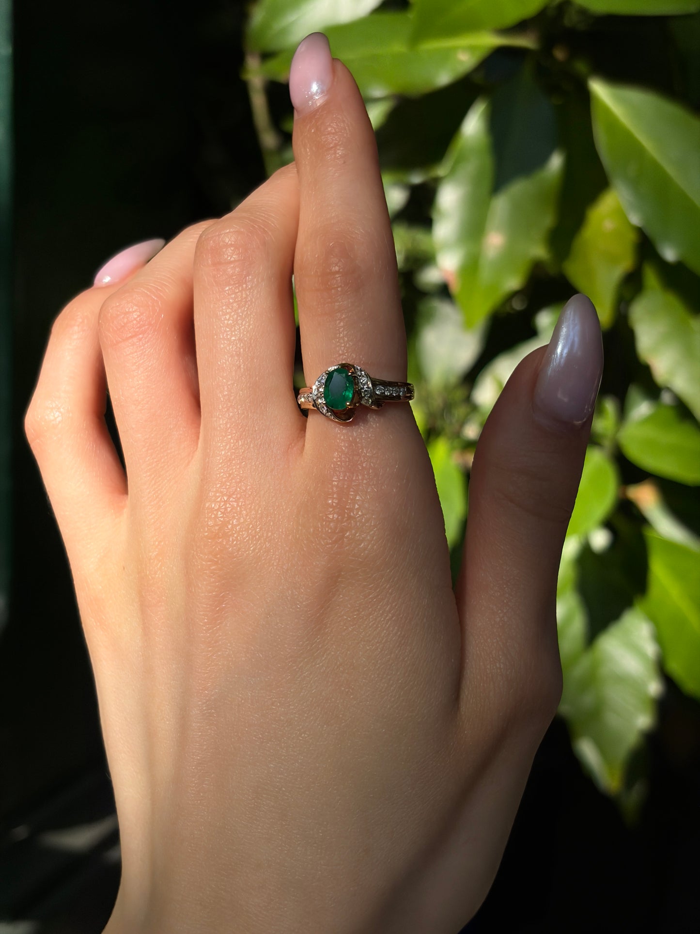 Vintage 14K, Diamond & Emerald Ring